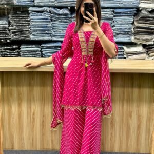Handwork Bandhani Sharara suit